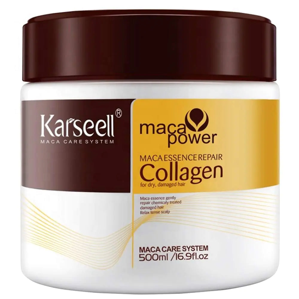 Karseell Collagen Hair Treatment Deep Repair Conditioning Argan Oil Collagen Hair Mask Essence for Dry Damaged Hair All Hair Types 16.90 oz 500ml 16.9 Fl Oz (Pack of 1)