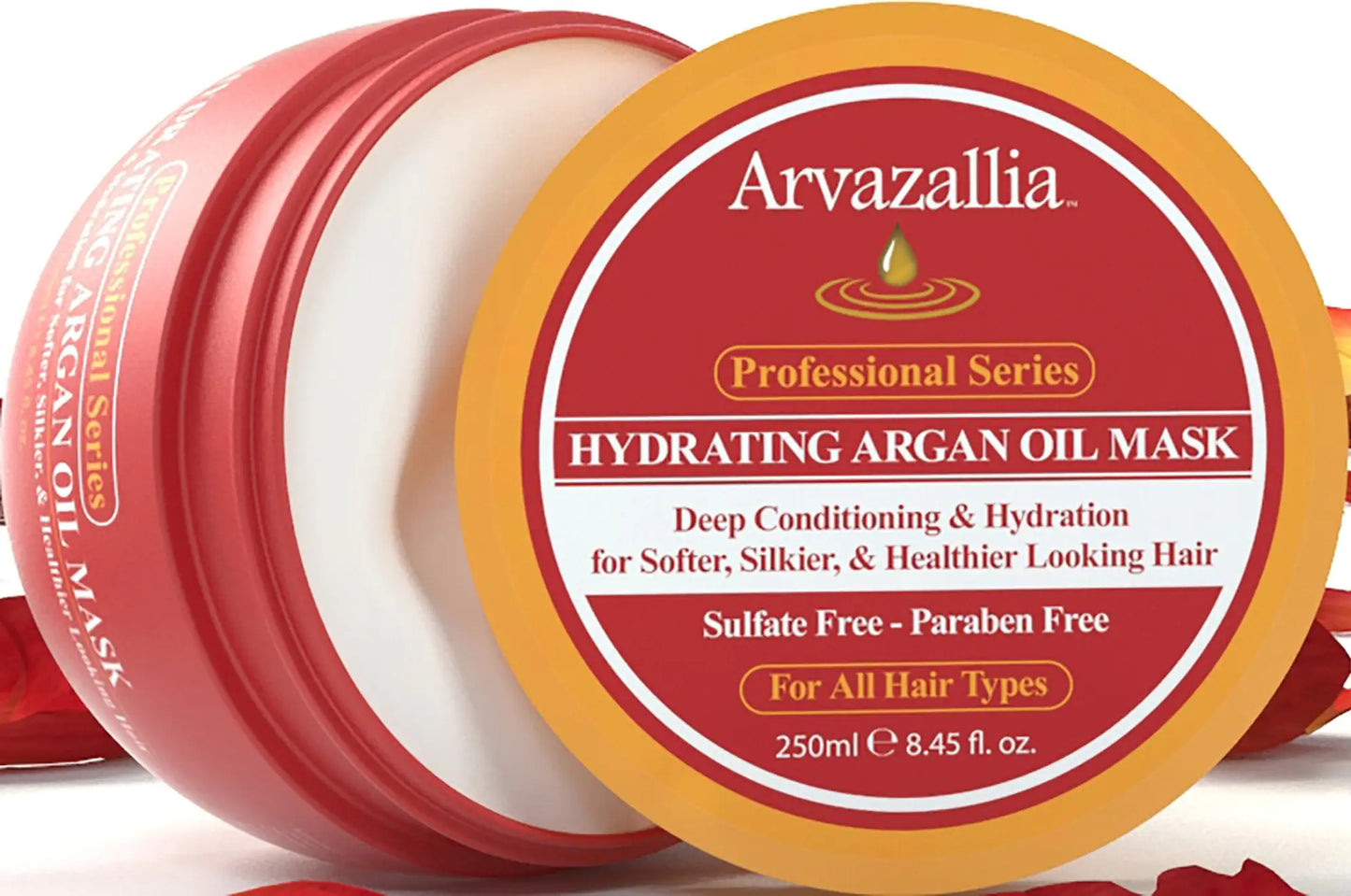 Arvazallia Hydrating Argan Oil Hair Mask and Deep Conditioner for Dry or Damaged Hair - 8.45 Oz