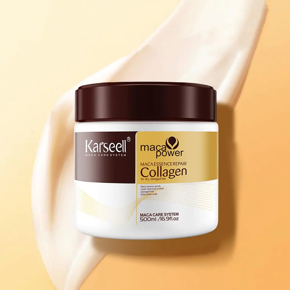 Karseell Collagen Hair Treatment Deep Repair Conditioning Argan Oil Collagen Hair Mask Essence for Dry Damaged Hair All Hair Types 16.90 oz 500ml 16.9 Fl Oz (Pack of 1)