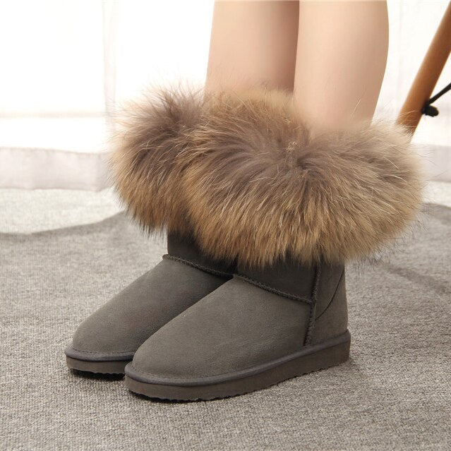 Women's Fox Fur Snow Boots