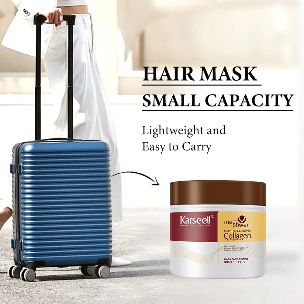 Karseell Collagen Hair Treatment Deep Repair Conditioning Argan Oil Collagen Hair Mask Essence for Dry Damaged Hair All Hair Types 3.38floz 100ml